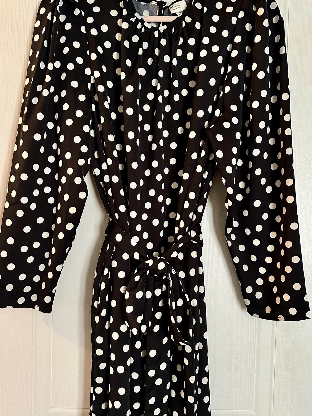 a new day Black and White Polka Dot Long Sleeve Dress
